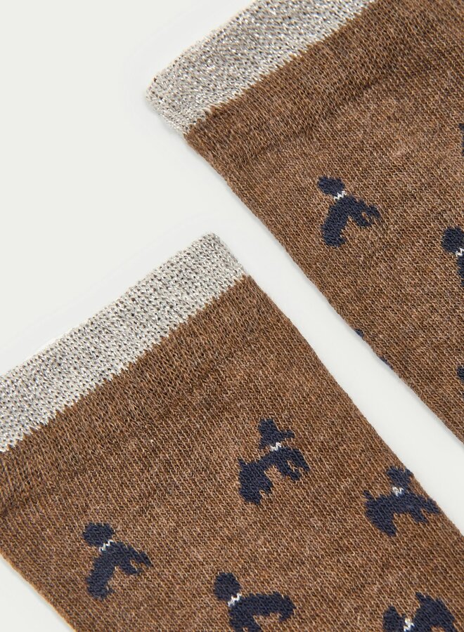 Nice Things - Poodles Print Socks - Brown