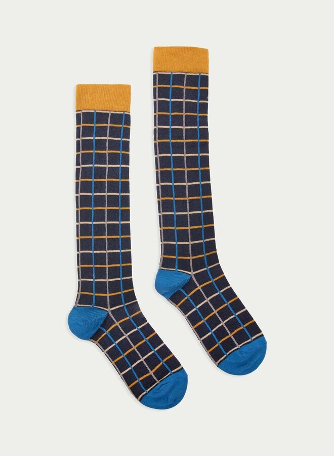 Nice Things - Large Checks Socks - Navy