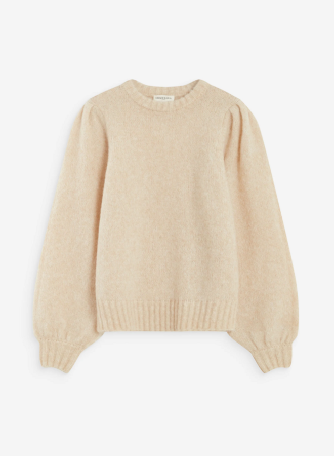 G&M - Sweater With Gathered Shoulders Antoine - Beige