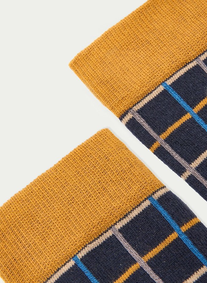 Nice Things - Large Checks Socks - Navy
