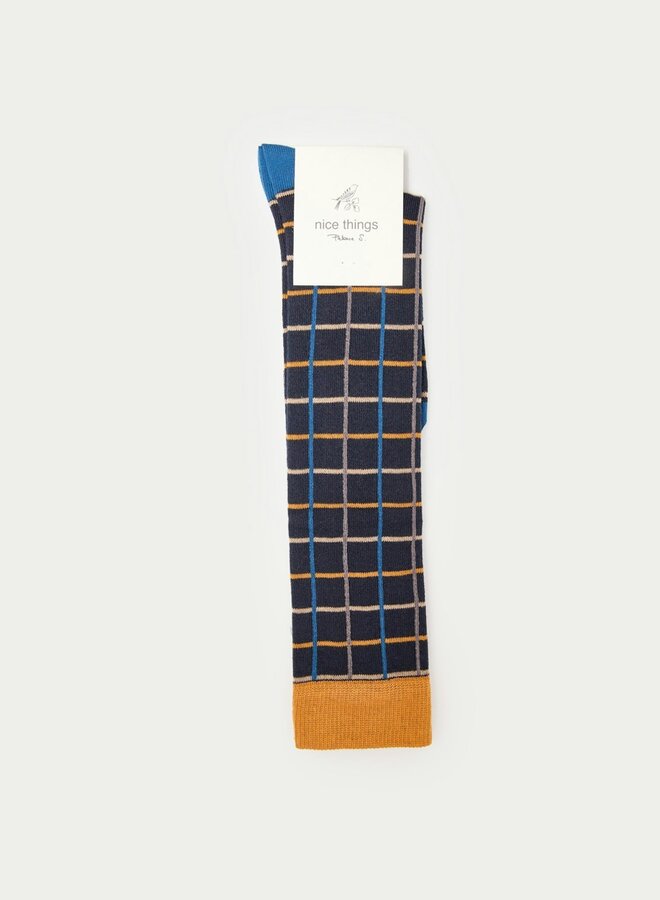 Nice Things - Large Checks Socks - Navy