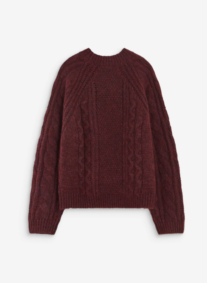 G&M - Cable Knit Crew Neck Sweater Amparo - Aubergine