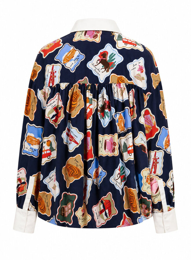 FRNCH - Avon Stamp Shirt - Navy