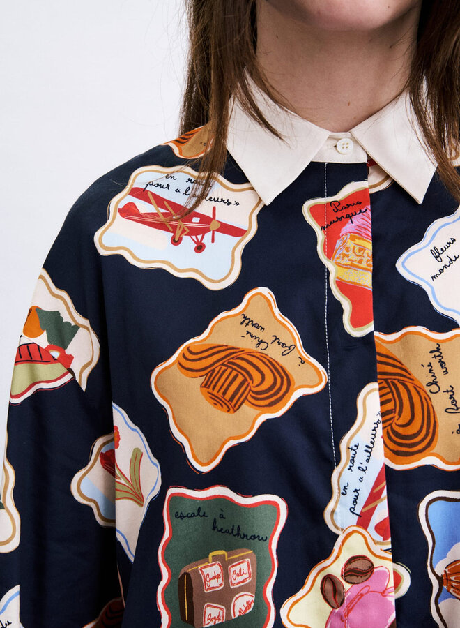 FRNCH - Avon Stamp Shirt - Navy
