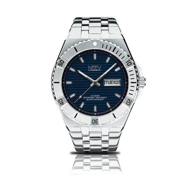 Horloge Day&Date Fender | Staal Zilver Blauw