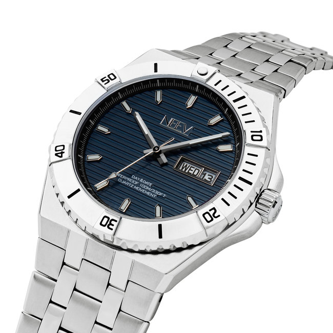 Horloge Day&Date Fender | Staal Zilver Blauw