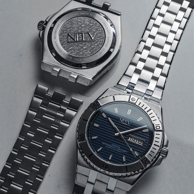 Horloge Day&Date Fender | Staal Zilver Blauw