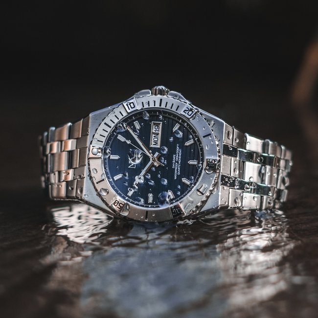 Horloge Day&Date Fender | Staal Zilver Blauw