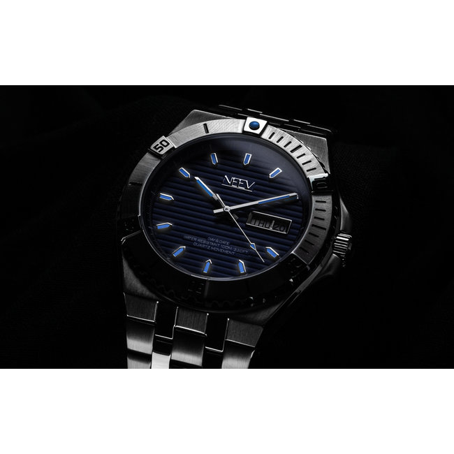 Horloge Day&Date Fender | Staal Zilver Blauw