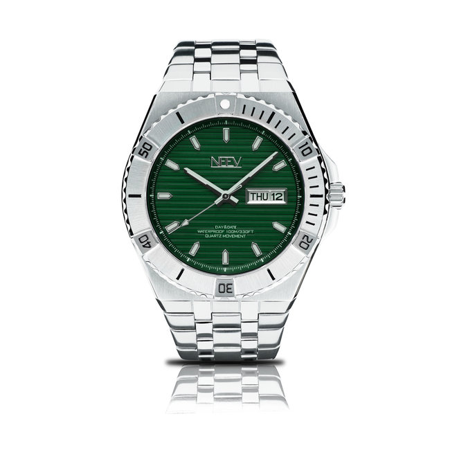 Horloge Day&Date Gallier | Staal Zilver Groen