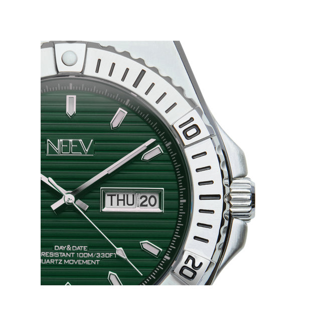 Horloge Day&Date Gallier | Staal Zilver Groen