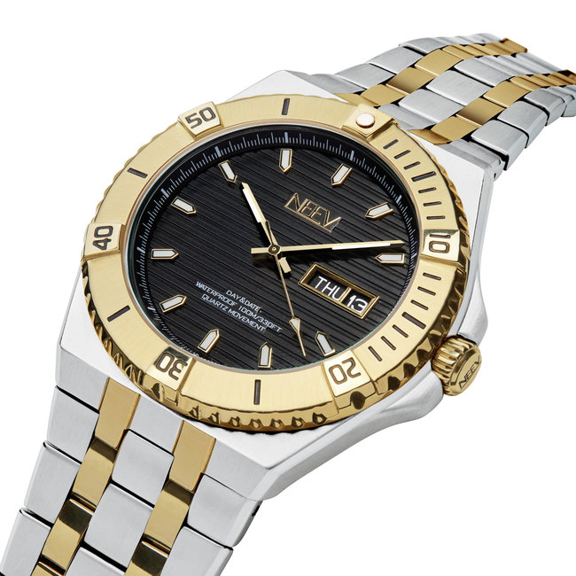 Horloge Day&Date Hackler | Staal Zilver/Goud Zwart