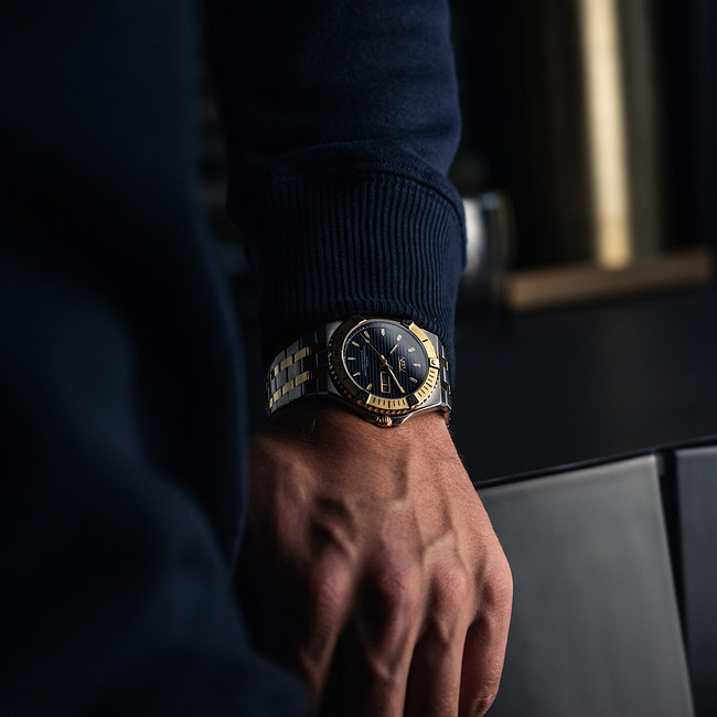 Horloge Day&Date Henderson | Staal Zilver/Goud Blauw