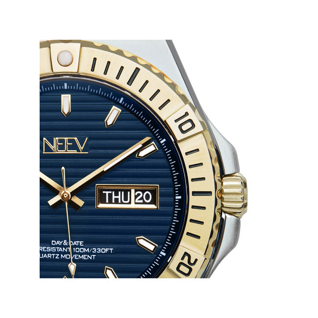 Horloge Day&Date Henderson | Staal Zilver/Goud Blauw