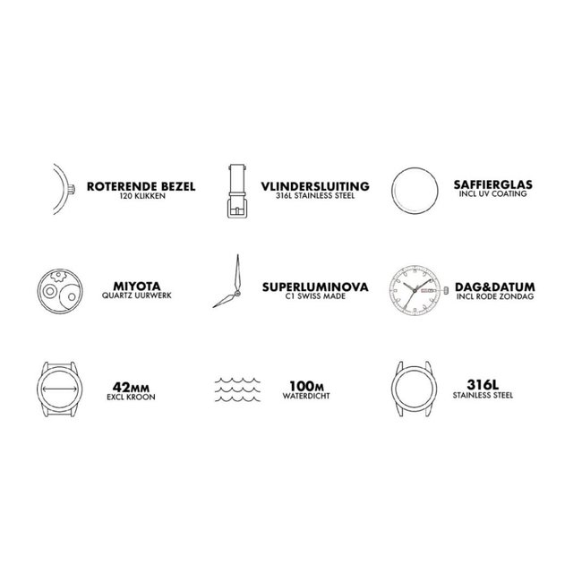 Horloge Day&Date Henderson | Staal Zilver/Goud Blauw