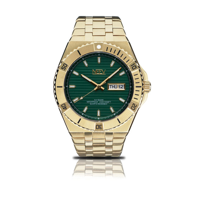 Horloge Day&Date Thurmann  | Staal Goud Groen