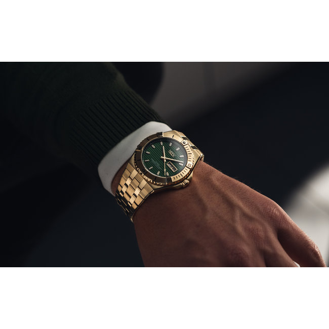 Horloge Day&Date Thurmann  | Staal Goud Groen