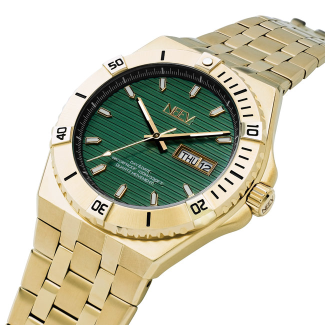Horloge Day&Date Thurmann  | Staal Goud Groen