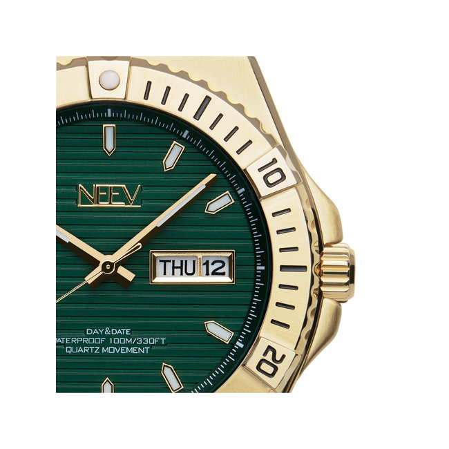 Horloge Day&Date Thurmann  | Staal Goud Groen