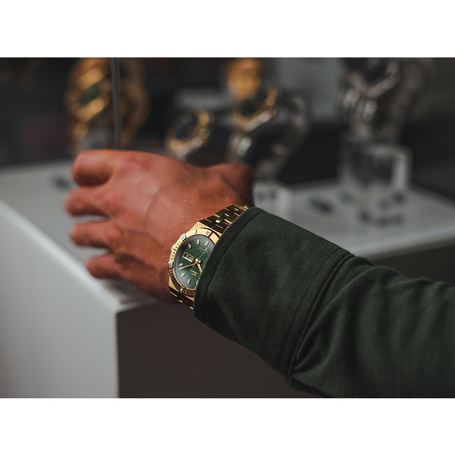 Horloge Day&Date Thurmann  | Staal Goud Groen