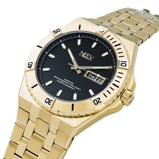 Horloge Day&Date Zimann | Staal Goud Zwart