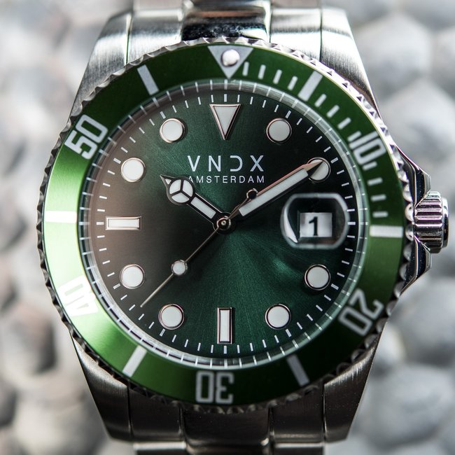Horloge AMS. LXRY. Staal Zilver Groen