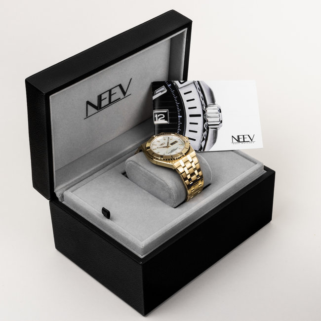 Horloge Day&Date Gulmann | Leder Zwart/Goud Wit