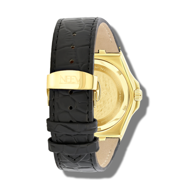 Horloge Day&Date Gulmann | Leder Zwart/Goud Wit