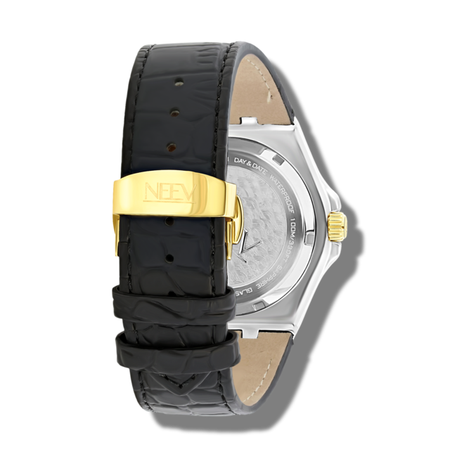 Horloge Day&Date Hackler | Leder Zwart/Zilver/Goud Zwart