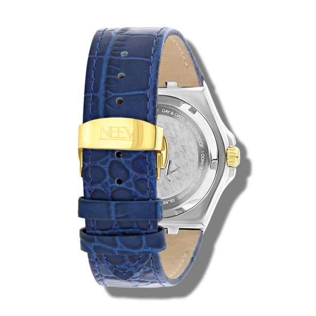 Horloge Day&Date Henderson | Leder Blauw/Zilver/Goud Blauw