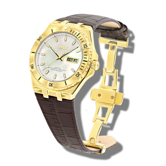 Horloge Day&Date Gulmann | Leder Bruin/Goud Wit