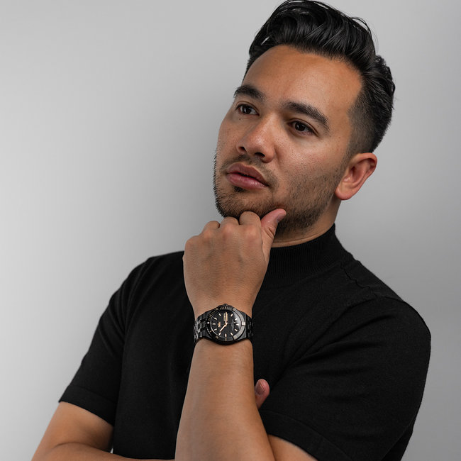 Horloge Day&Date Hester | Staal Zwart