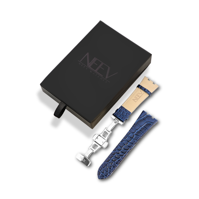 Blauw Lederen Band | 42mm | Staal