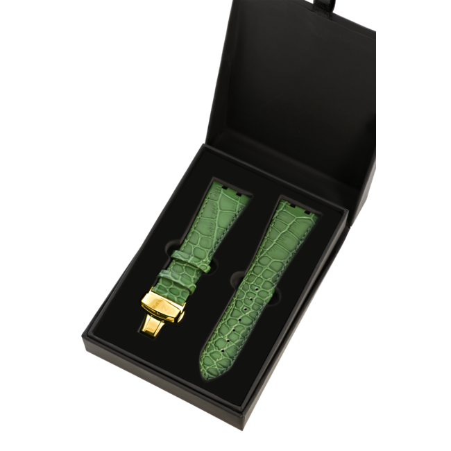 Groen Lederen Band | 42mm | Goud