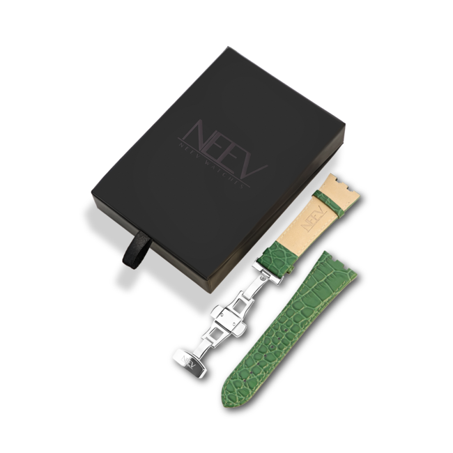 Groen Lederen Band | 42mm | Staal