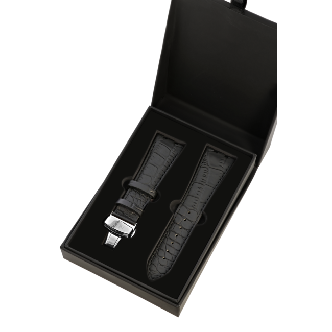 Zwart Lederen Band | 42mm | Staal