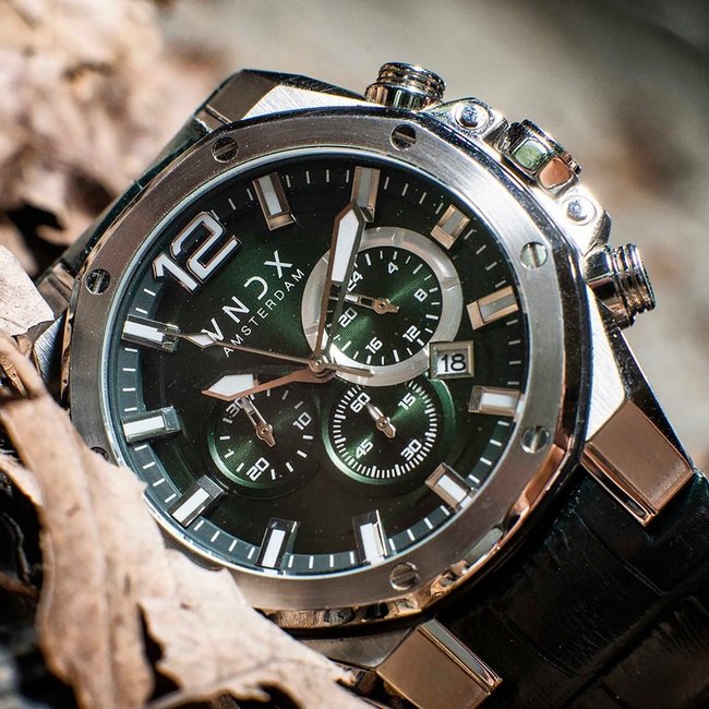 Horloge Wise Man Leder Groen