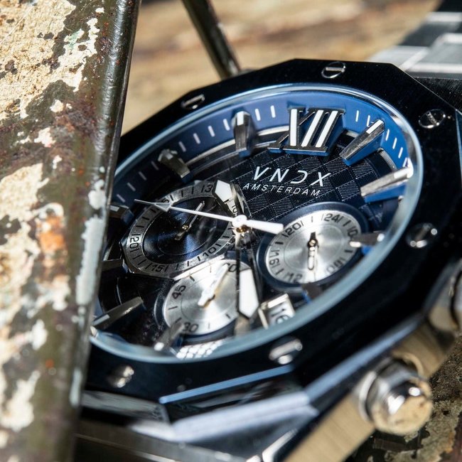 Horloge Wise Man Staal Zilver Blauw