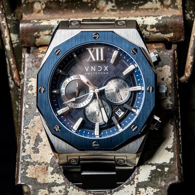 Horloge Wise Man Staal Zilver Blauw