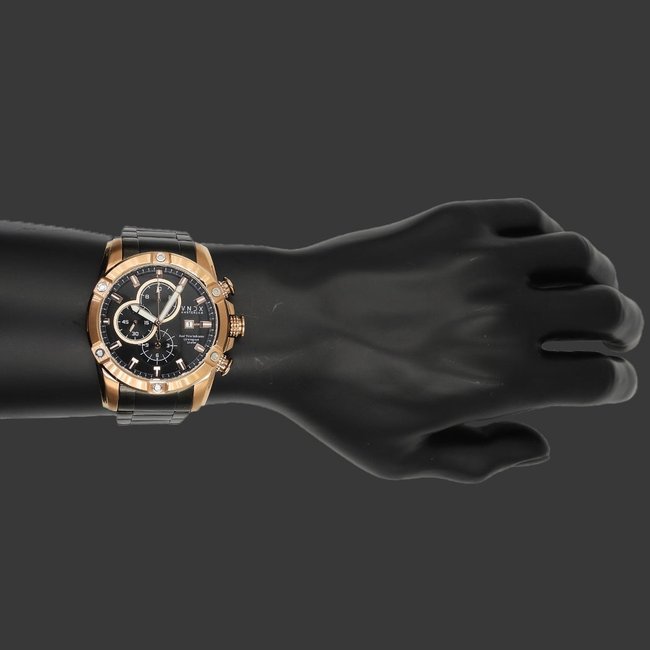 Horloge Young Rebel Big Boy Staal Zwart Rosé Goud