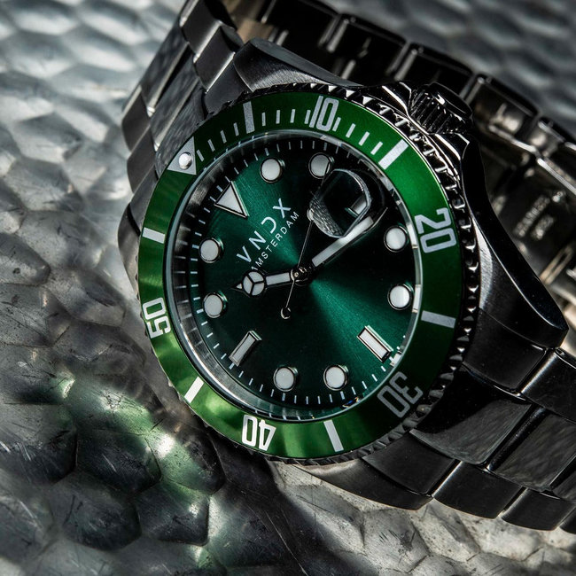 Horloge AMS. LXRY. Staal Zilver Groen