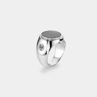 Rebel & Rose Sterling Silver Rings - Ring Round Onyx Lowneck