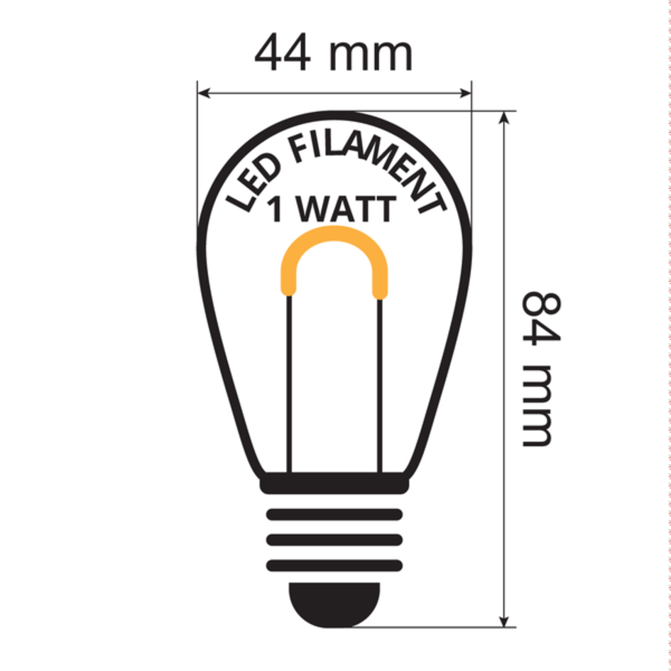 Varm-vit glödtråds-lampa LED, U-form - 0,6 watt