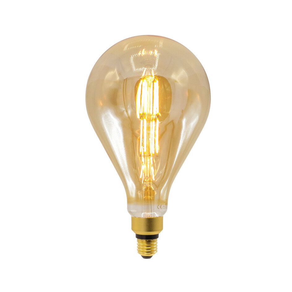 10W dubbel däckar glödtråds-lampa XXL, 2 000K, bärnstensglas Ø160 - dimbar