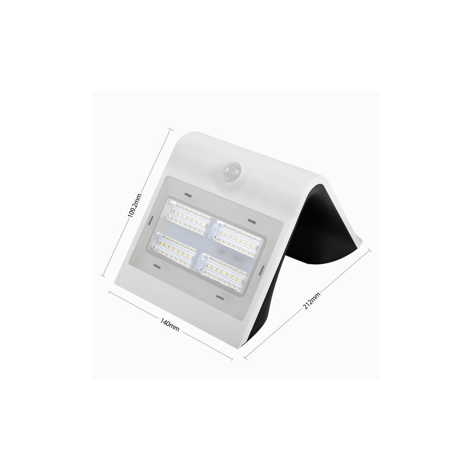 Soldrivna vägglampan Single Conan 3,2W med sensor - vit