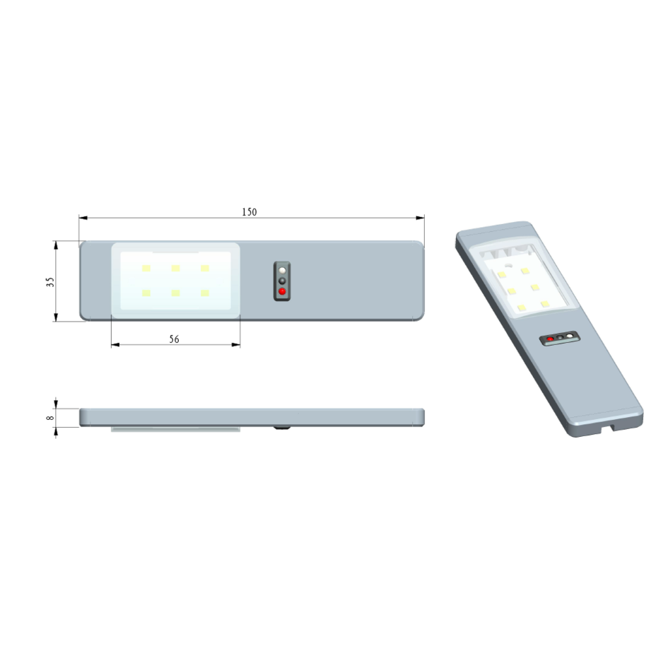 Modern ytmonterad LED skåpbelysning Lex inkl. sensor
