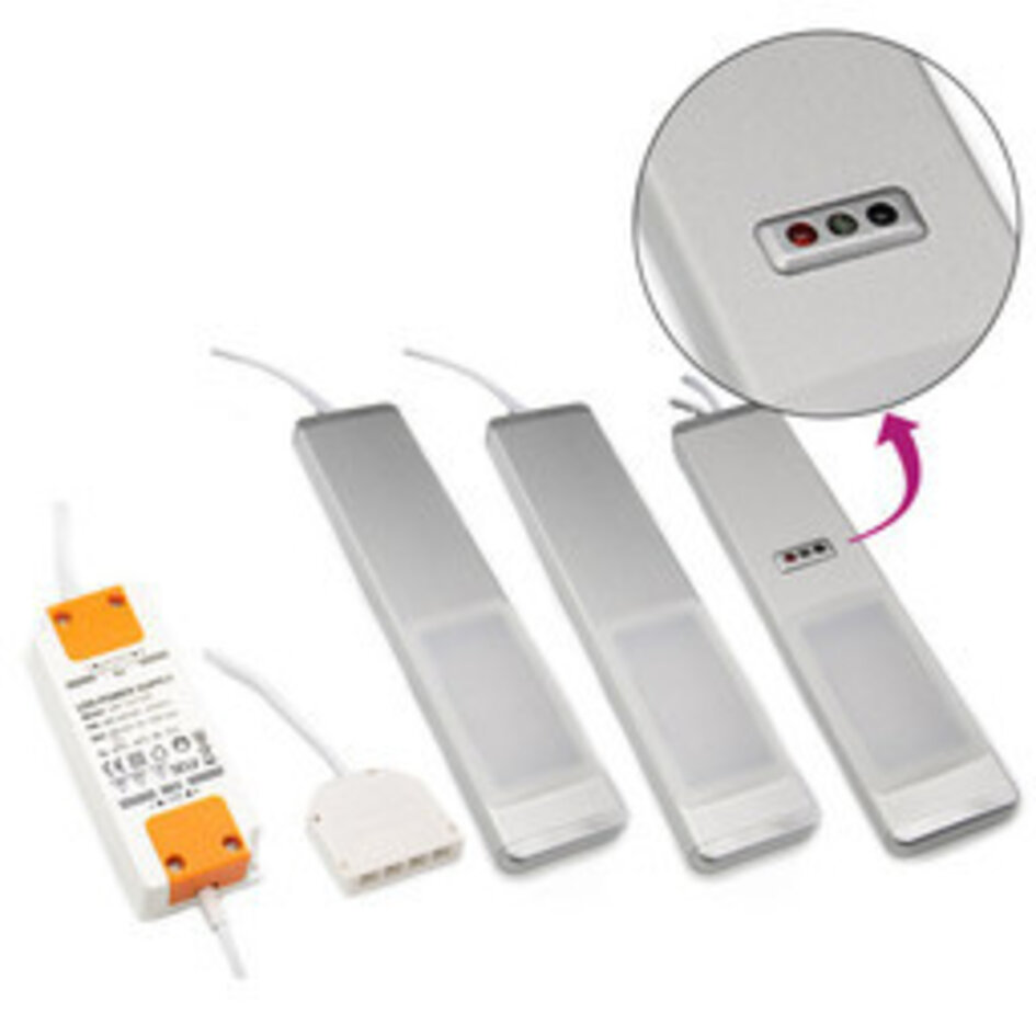 LED skåpljus LEX komplett set med 3 ljuspaneler