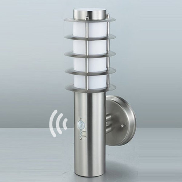 Vägglampa i rosfritt med sensor  - Salvatore