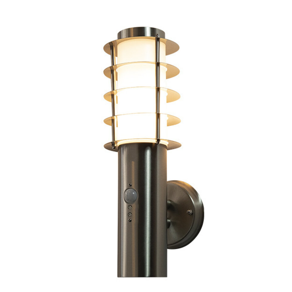 Vägglampa i rosfritt med sensor  - Salvatore