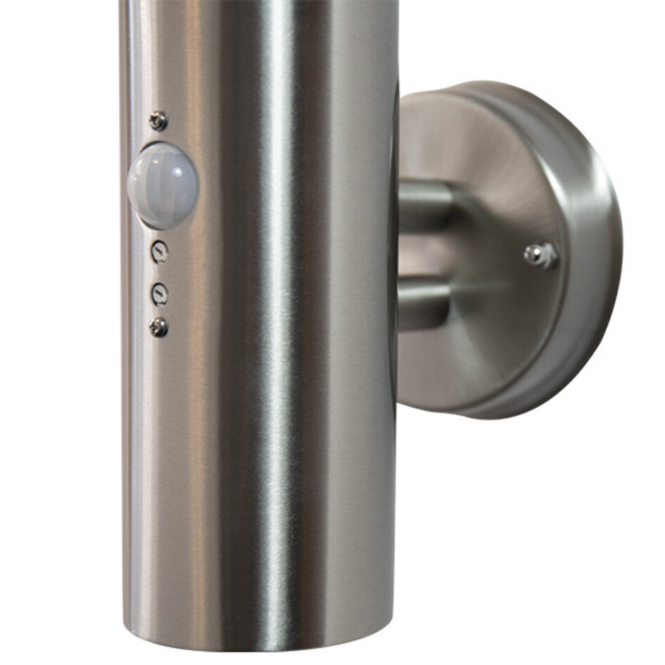 Vägglampa i rosfritt med sensor  - Salvatore